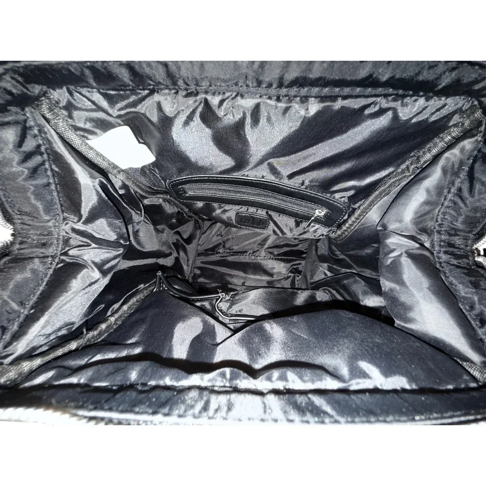 Co-Lab Black Nylon Backpack Silver Hardware‎ Top Handle Travel Bag Chic Traveler